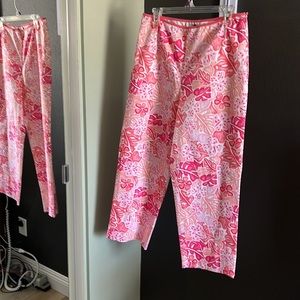island republic, pink floral capri pants, size 12